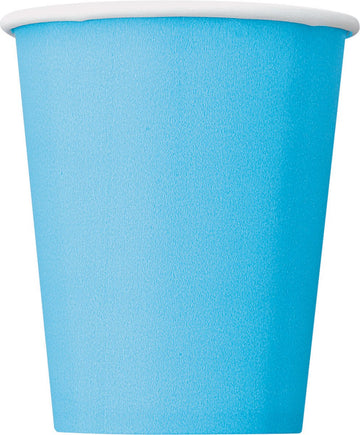 Pastelové modré papierové poháre na oslavu