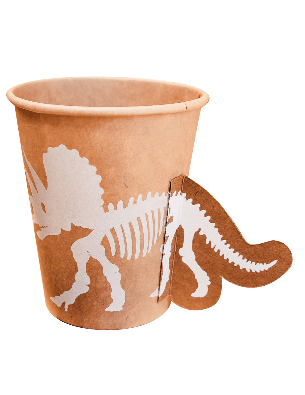 Gobelet dinosaure tricératops kraft et blanc avec relief