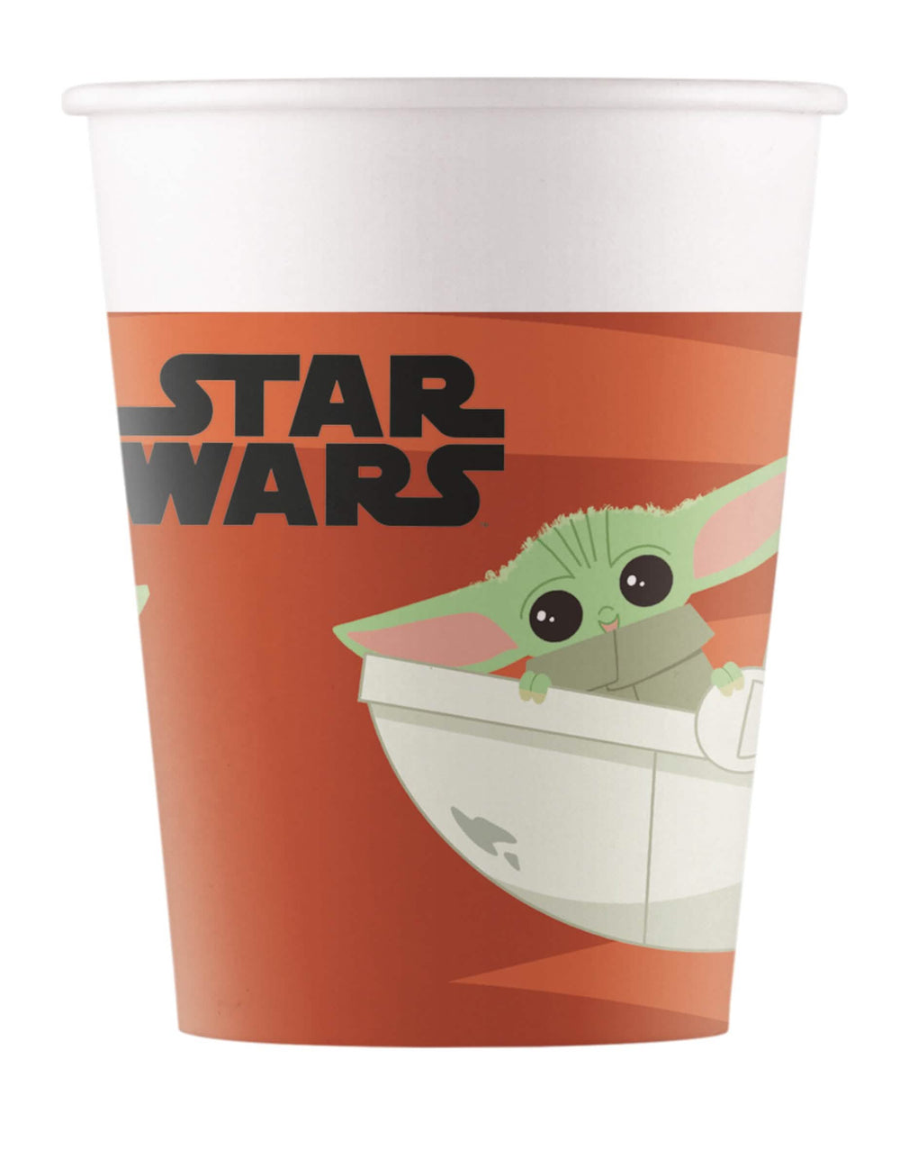 Papierový pohár bábätko Yoda The Mandalorian oranžová a biela