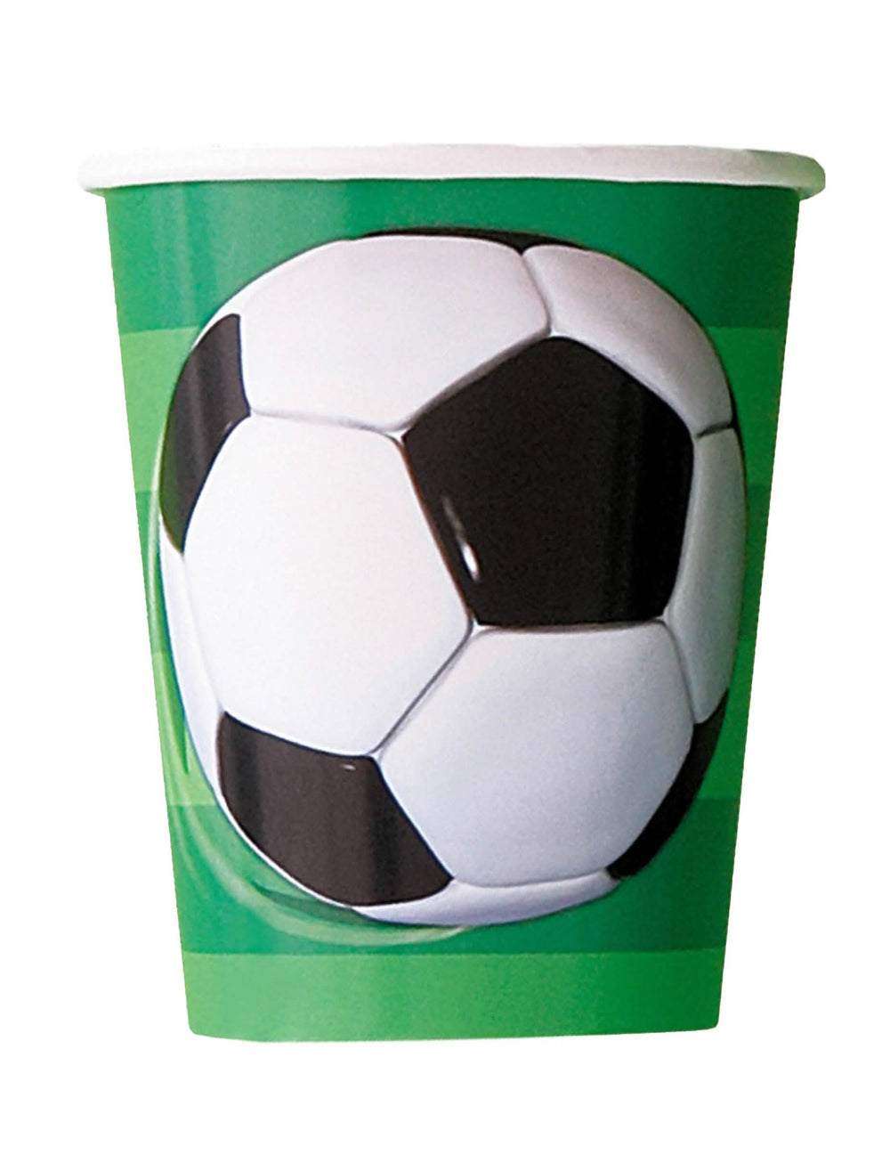 Papierové poháre futbalová lopta 3D efekt na narodeniny zelená