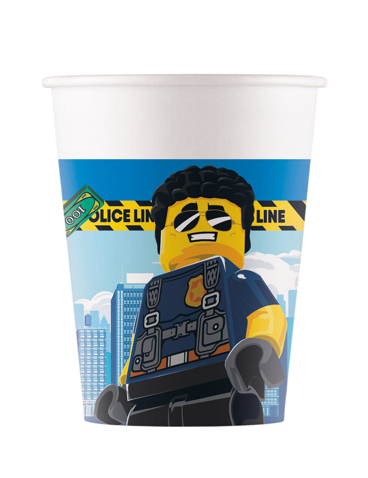 Gobelets en carton Lego City pour enfant bleu avec motif policier