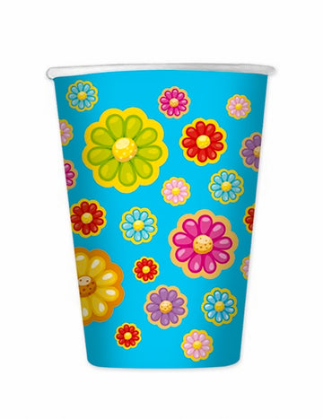 8 kartónových pohárov so vzorom sedmokrások, objem 200 ml, modré kvety