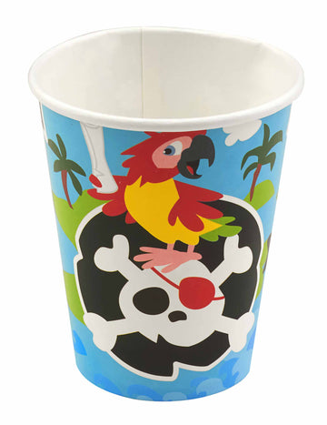 8 kartónových pohárov pirát 250 ml na detskú narodeninovú oslavu 