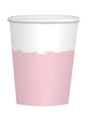 Gobelets en carton pour baby shower roses et blancs