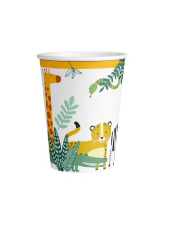 8 papierových pohárov Get Wild Safari 250ml s motívom zvierat z džungle