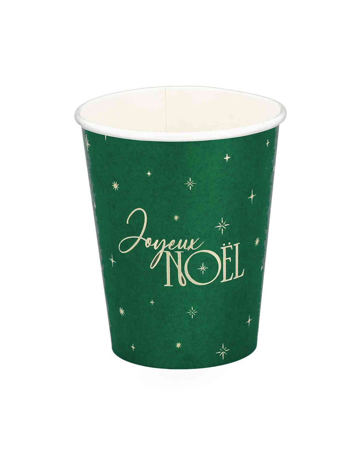 8 gobelets Joyeux Noël L'Intemporel vert anglais et or 25,5 cl