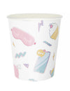 8 gobelets pyjama party pour fille blanc avec motifs girly pastels