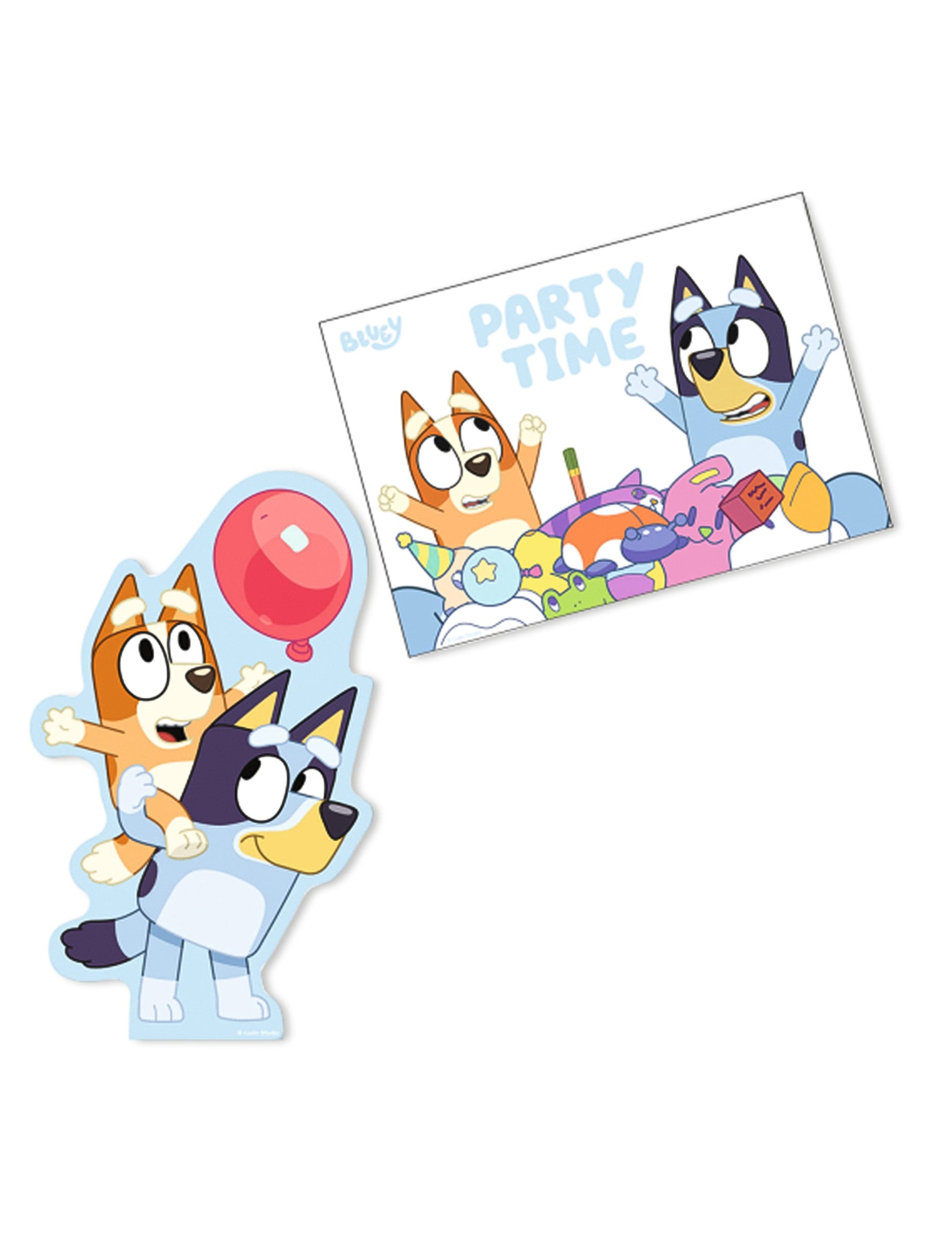 Invitations et enveloppes Bluey pour enfant bleues et orange