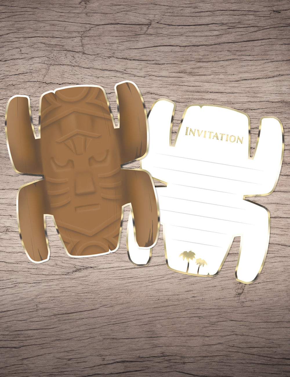 Invitations totem aventurier marron et doré
