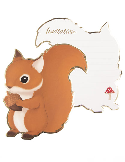 8 pozvánok s lesnými veveričkami 14 x 13 cm zvieratá z lesa