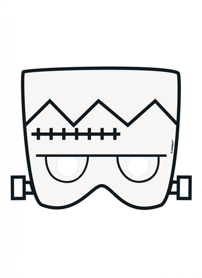 Masque en papier à colorier Halloween Frankenstein pour enfant blanc