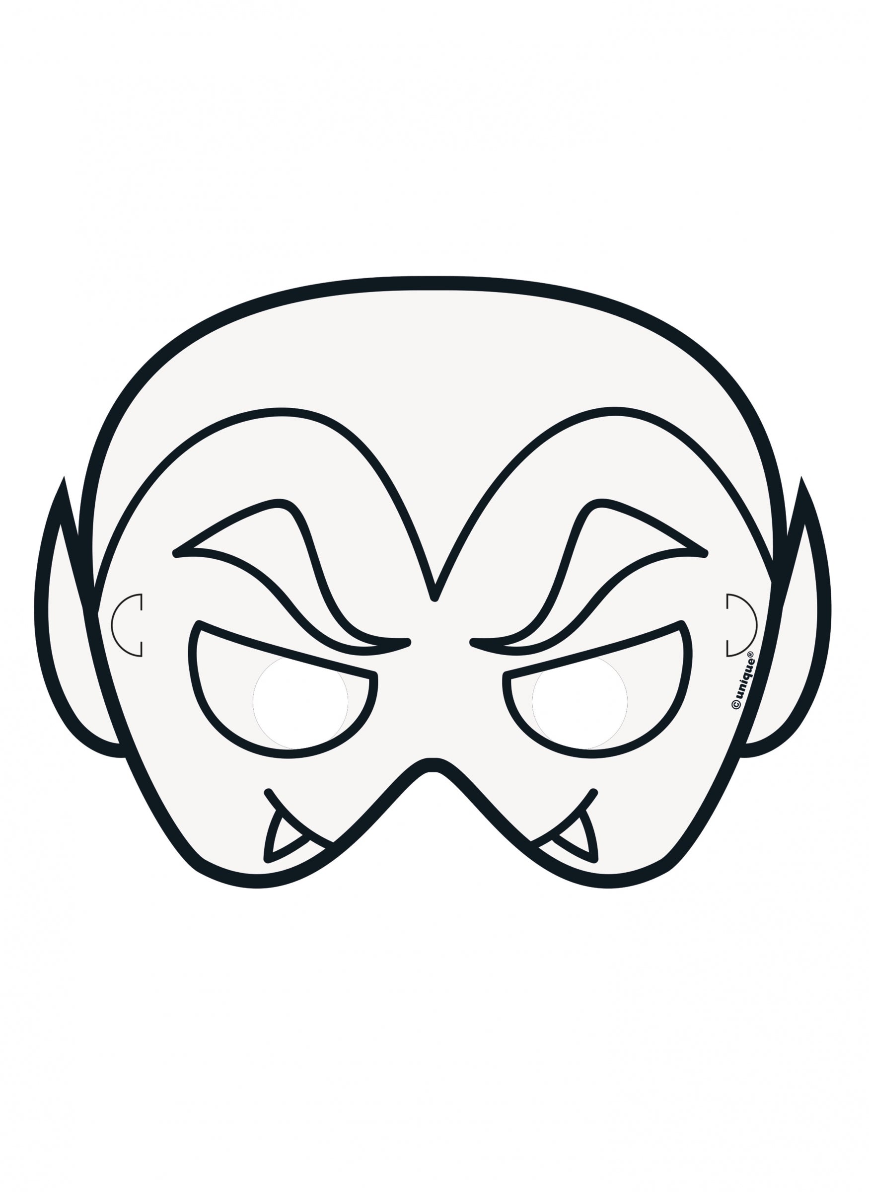 Modèle vampire du masque en papier à colorier Halloween