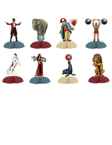 8 ministrov stolových centier Vintage Circus téma 12.7 cm