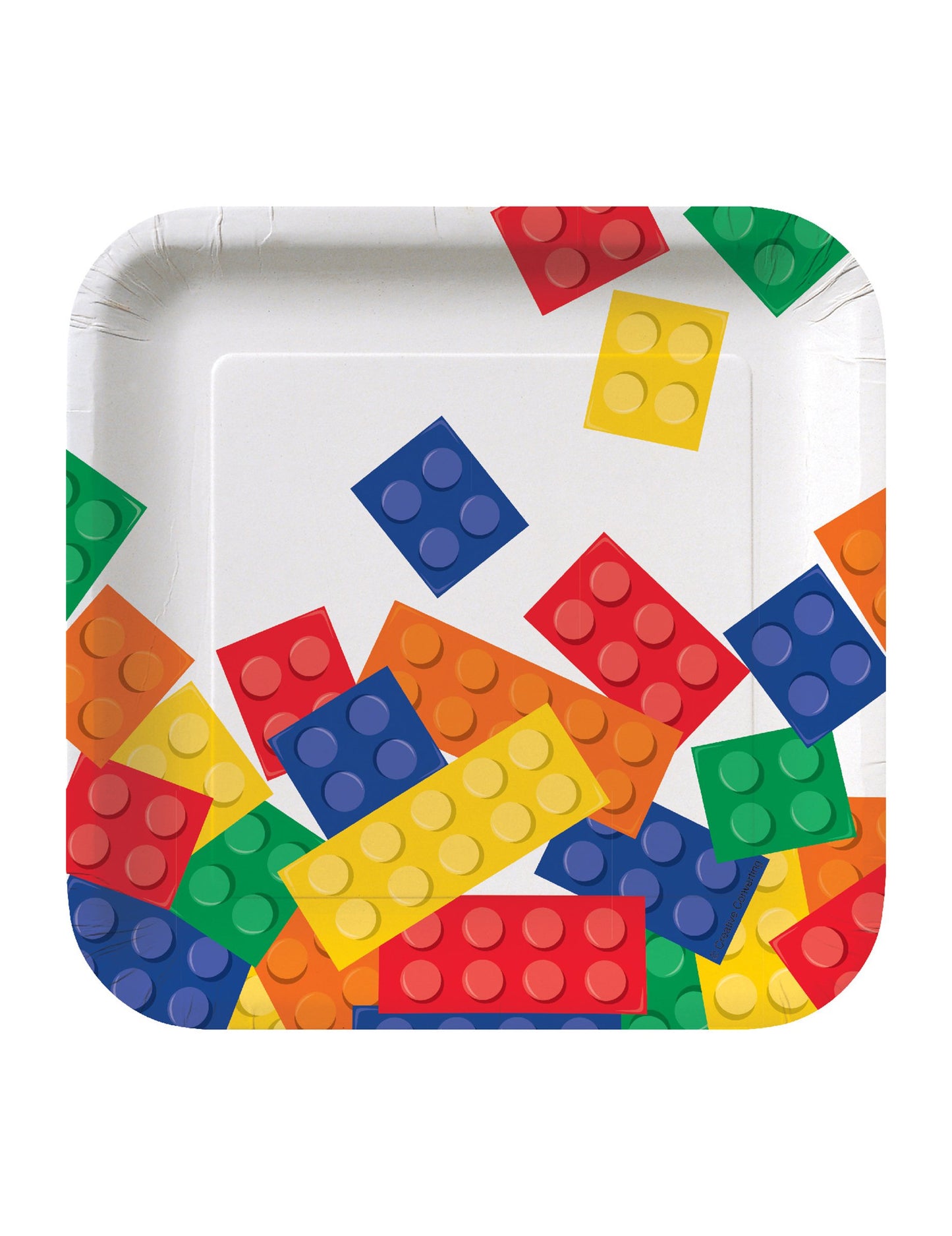 8 malých štvorcových papierových tanierikov stavebná hra 18 cm 