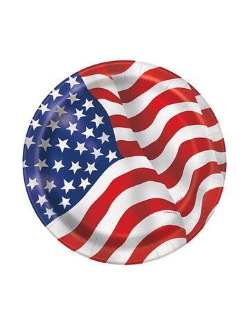 8 malé papierové taniere s motívom vlajky USA 17 cm 