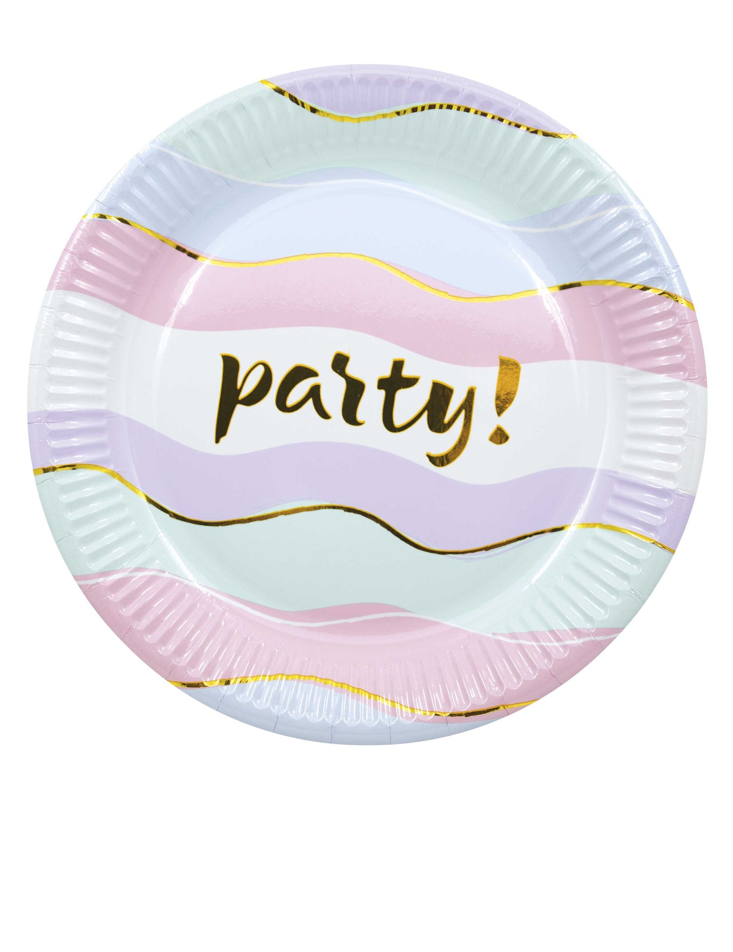 8 malých elegantných papierových tanierov na párty v pastelových farbách 20 cm zlaté vlny
