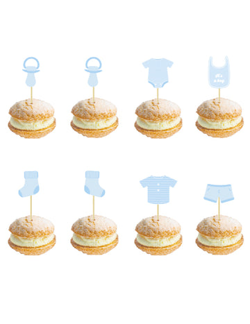 8 modrých drevených trsátok pre malé deti 10 cm na detskú oslavu