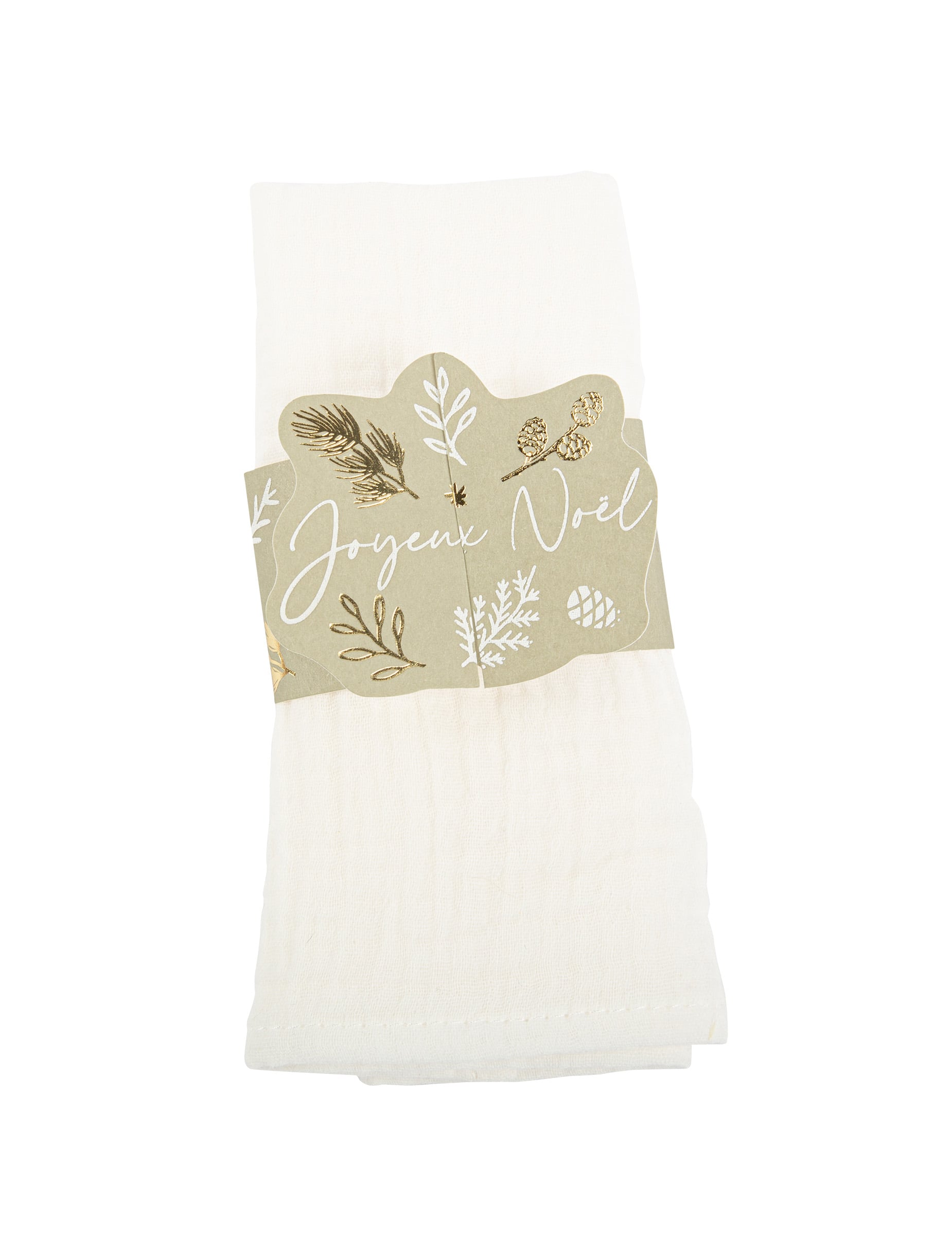 Ronds de serviette Noël botanique pour fête vert de gris Joyeux Noël
