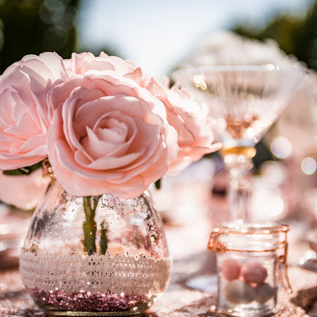 8 ruží na stonkách z ružovej peny, 8 x 15 cm na svadbu