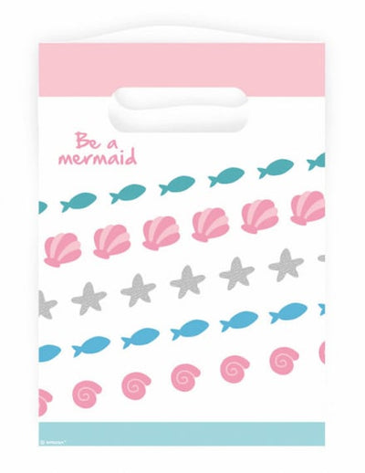 Sacs cadeau sirène pour enfant rose et bleu à motifs marins