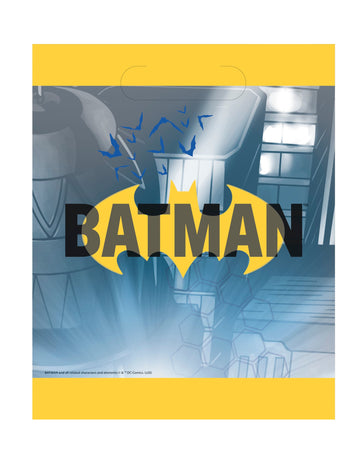 Sacs de fête Batman pour enfant jaune et bleu avec logo