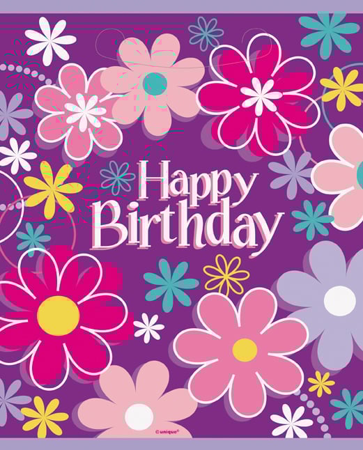 8 párty tašiek happy birthday kvety 18 x 23 cm na darčeky 