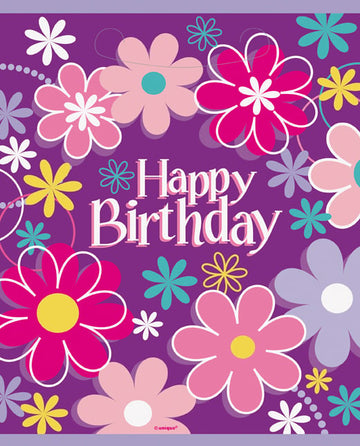 8 párty tašiek happy birthday kvety 18 x 23 cm na darčeky 