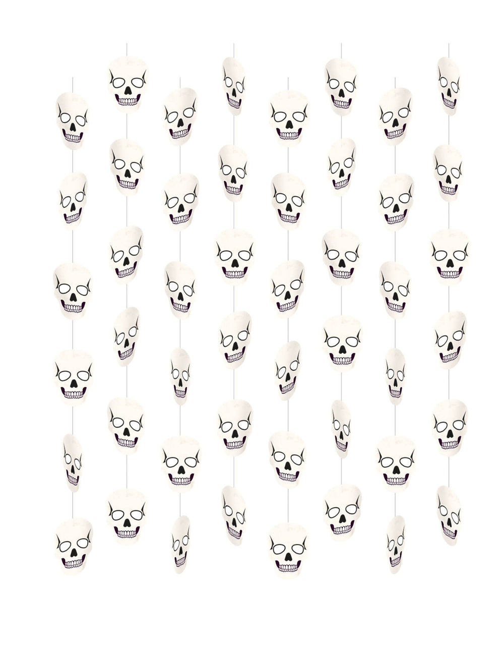 Suspensions sur fil crânes squelette pour Halloween blanches lot de 8