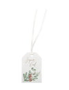 Étiquettes Joyeux Noël forêt enchantée pour fête blanches avec motif végétal et ruban