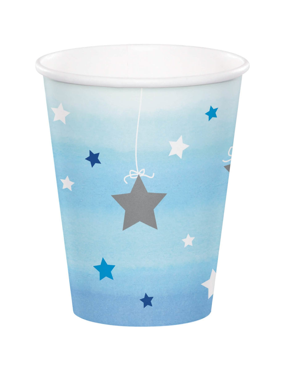 Papierové poháre One Little Star na narodeniny modré so hviezdičkami