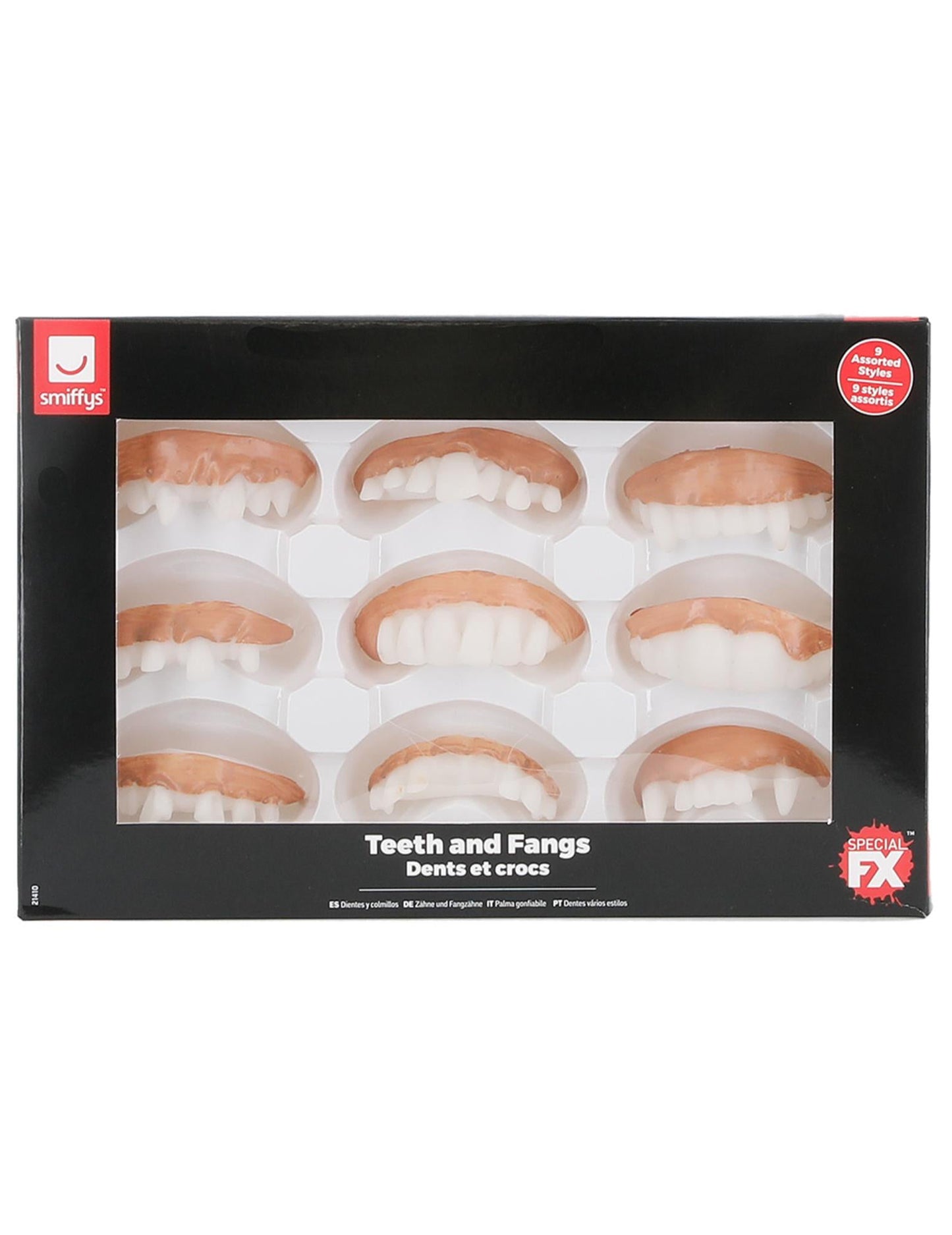 Pohľad na darčekovú krabičku 9 strašidelných zubov Halloween