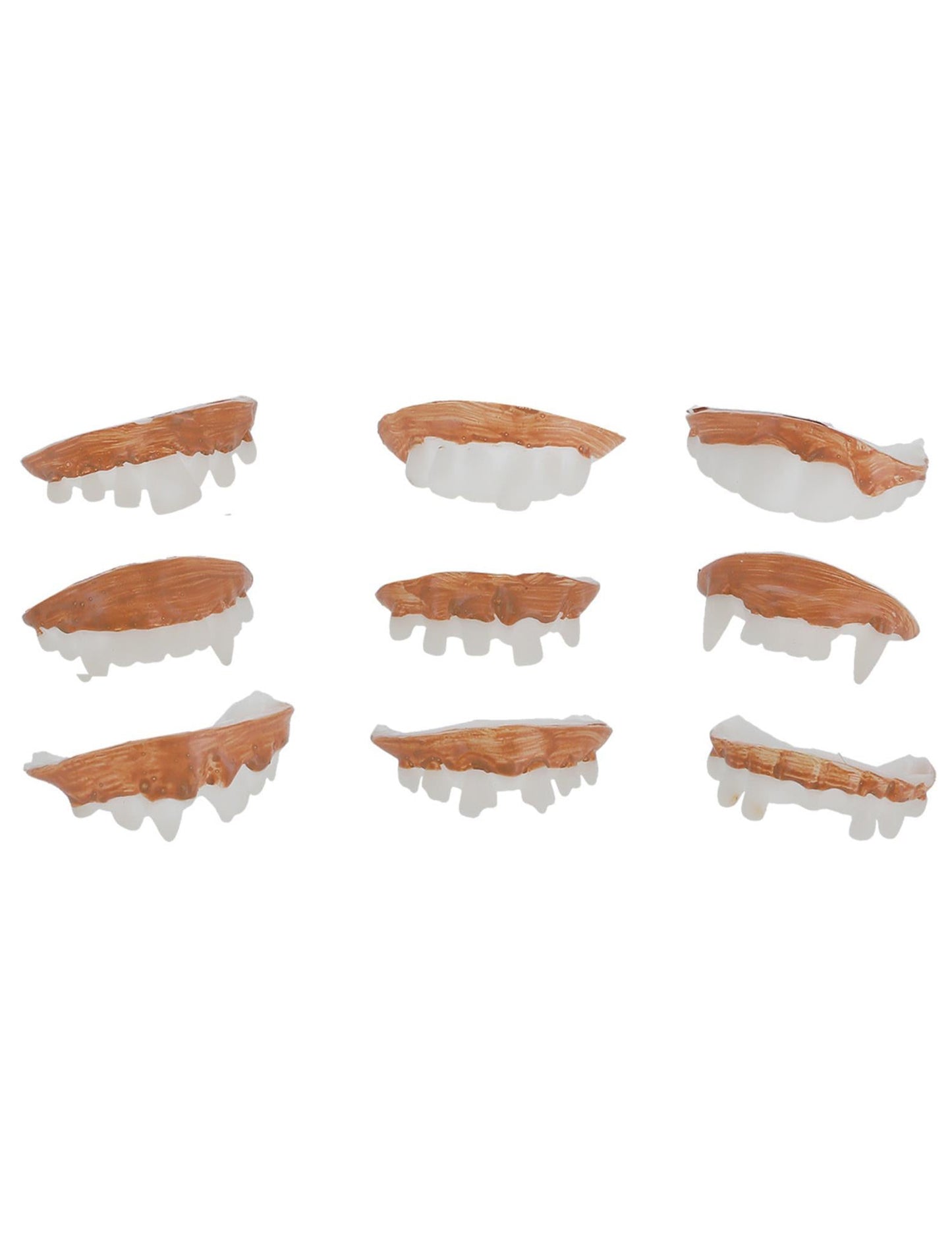 9 strašidelných zubov Halloween hnedých a bielych