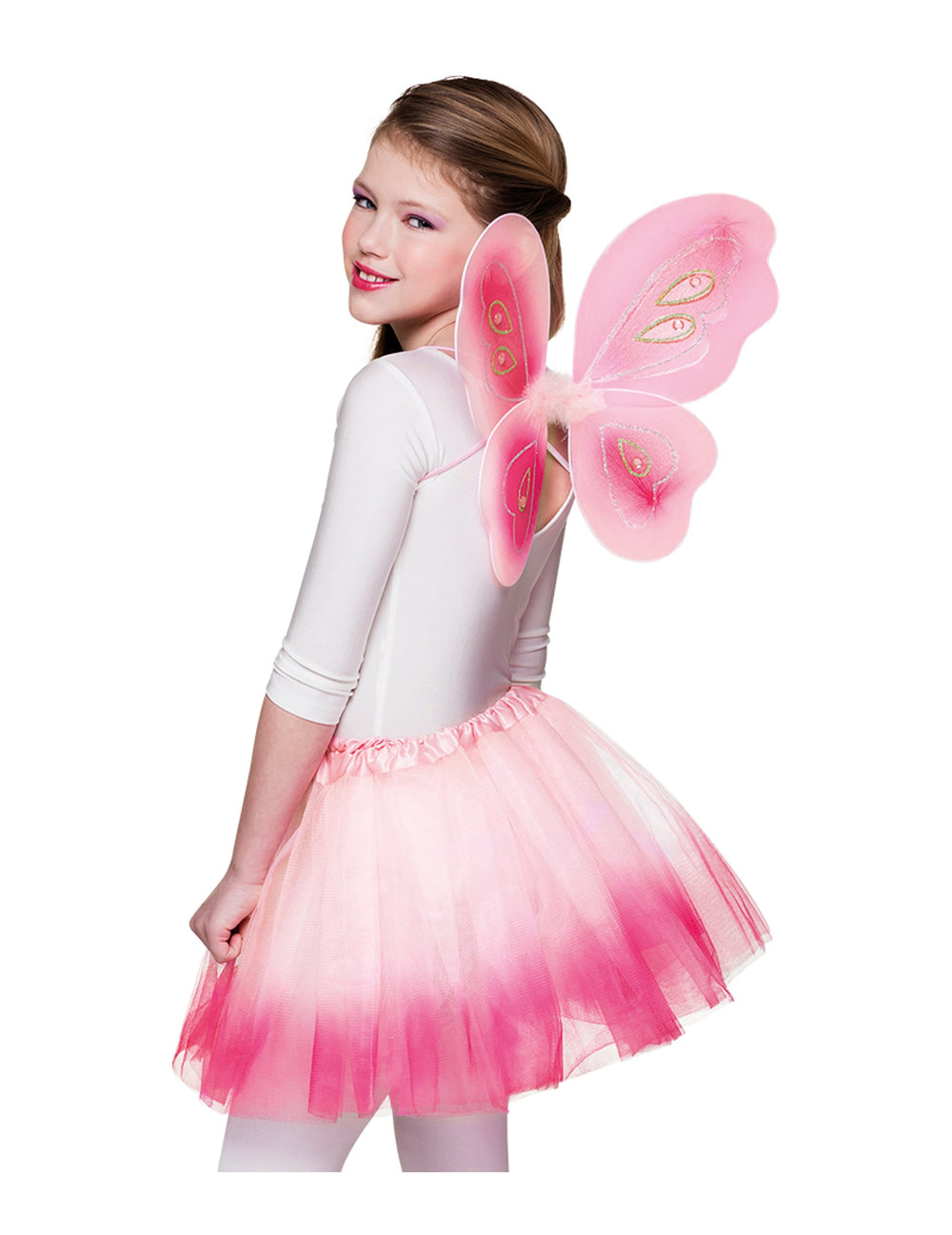 Ailes et tutu papillon pour fille rose pastel