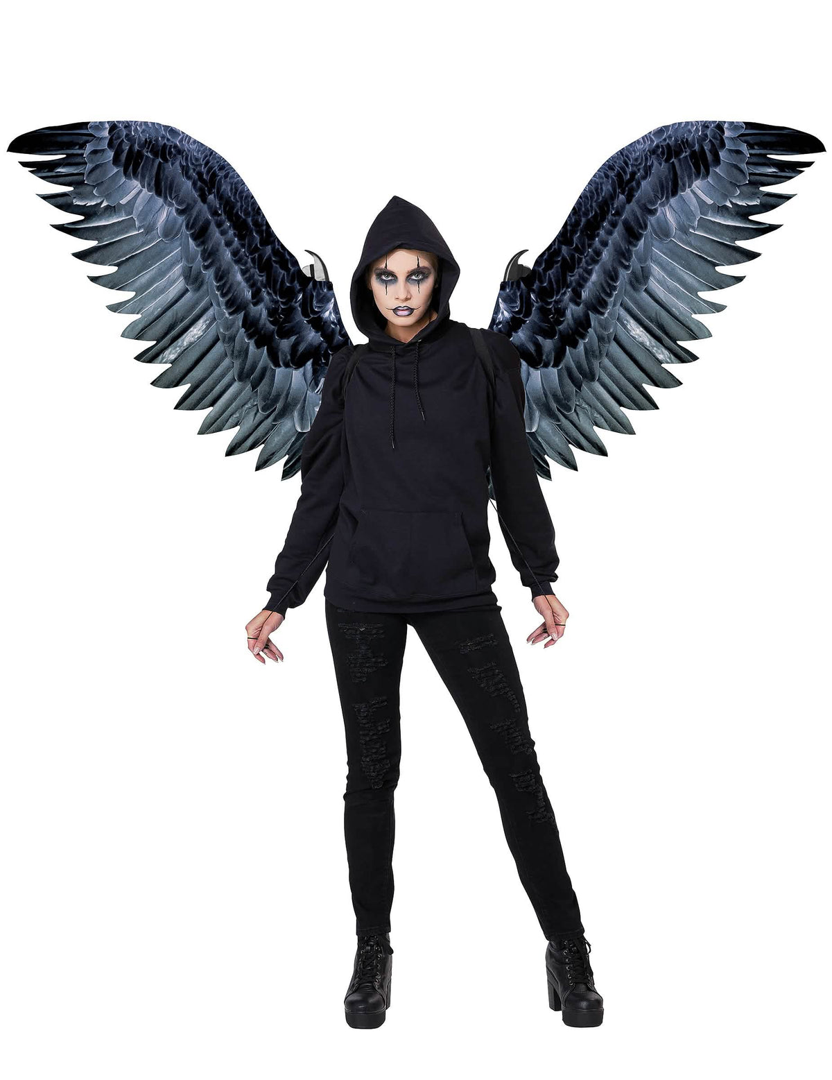 Ailes géantes de corbeau pour adulte noires