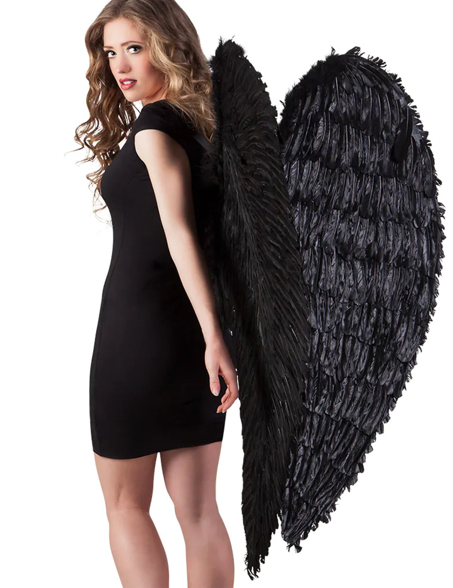 Obrie čierne pernaté krídla 120 x 120 cm dospelý