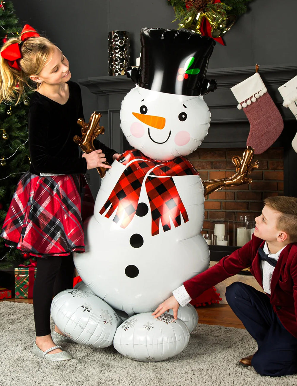Vue de profil du ballon AirLoonz bonhomme de neige pour Noël