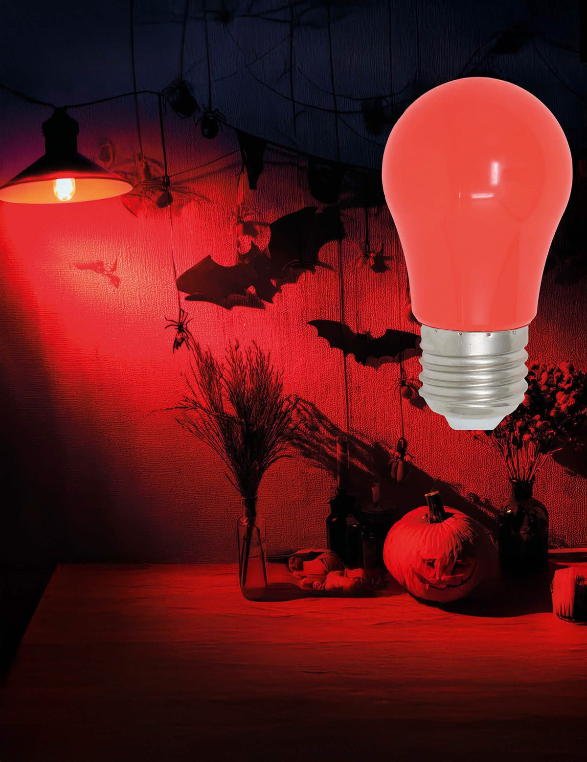 Mise en situation de l'ampoule LED rouge pour décoration de fête 5W E27
