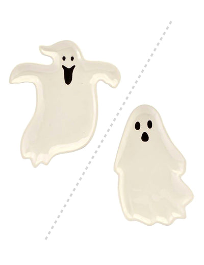 2 dekoratívne taniere Summerween z keramiky v tvare ducha 17 x 1,5 x 20 cm