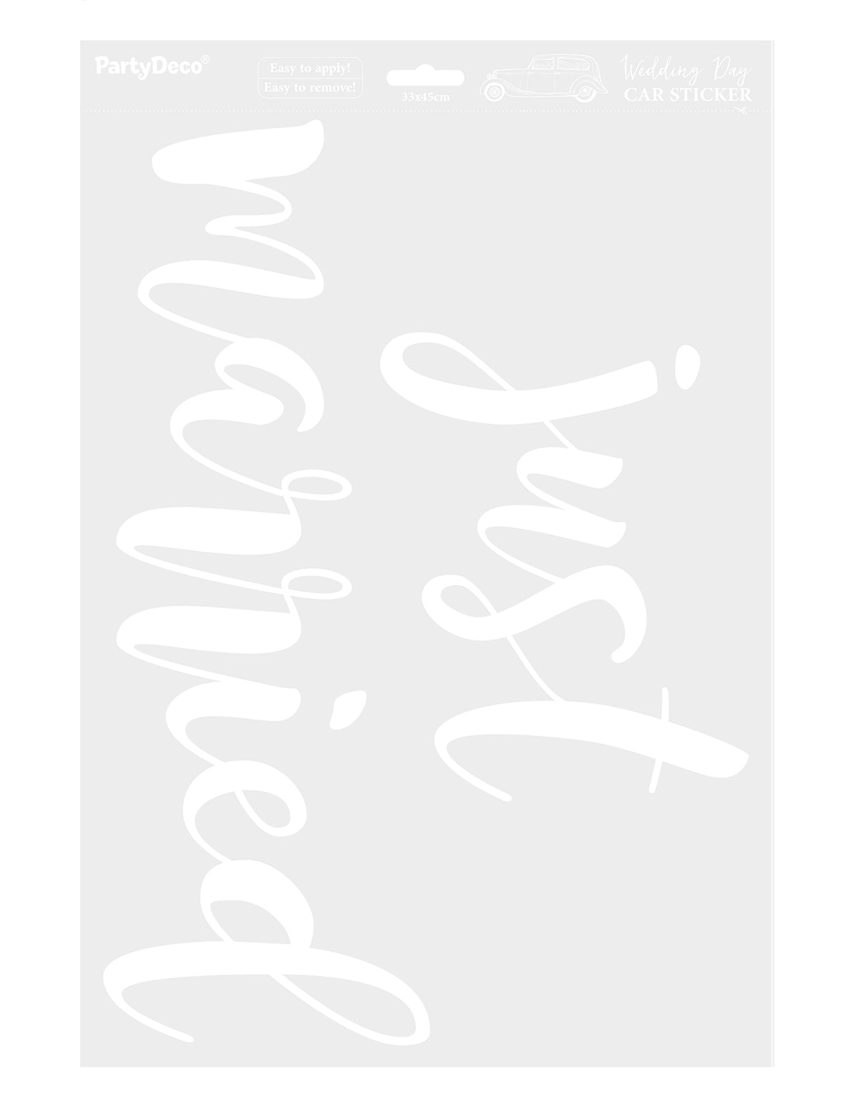 Autocollant pour voiture Just Married pour mariage blanc