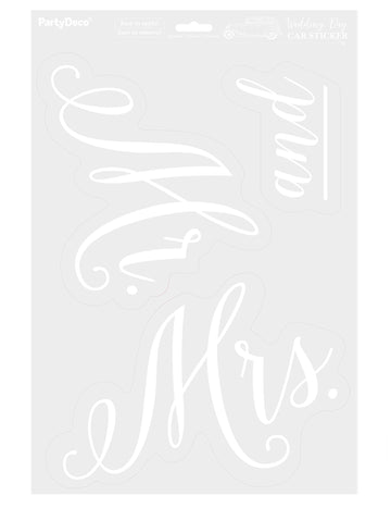 Biele nálepky na auto s nápismi pán a pani, sada 3 kusov