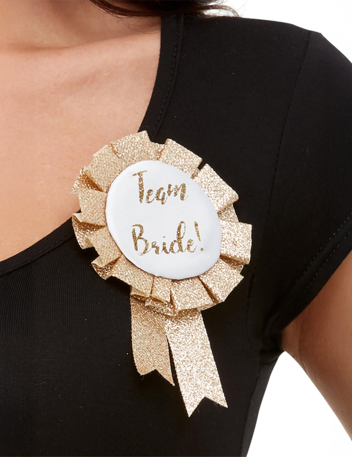 Badge Team Bride pour femme doré pailleté