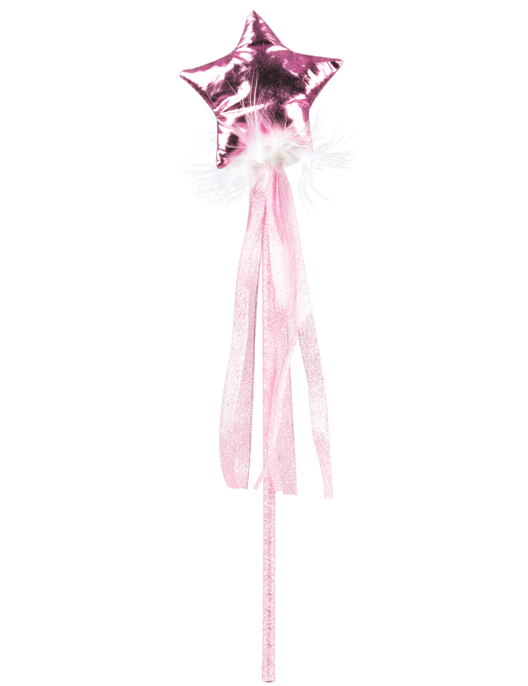 Baguette de fée pour fille rose pastel avec rubans et étoile brillante
