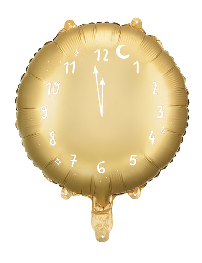 Ballon en aluminium horloge minuit doré avec chiffres blancs