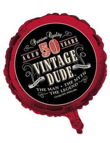 Ballon aluminium anniversaire Vintage 50 ans noir et rouge