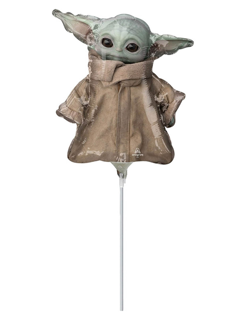 Hliníkový balón Bábätko Yoda The Mandalorian pre dieťa zelená a hnedá na tyčke