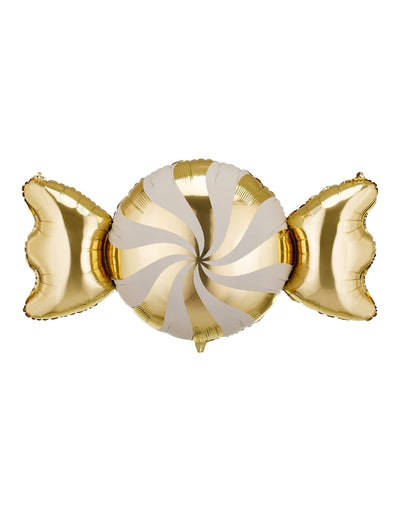 Fóliový balón Cukrík béžový a zlatý 113 x 54 cm