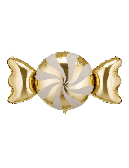 Fóliový balón Cukrík béžový a zlatý 113 x 54 cm
