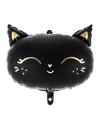 Ballon aluminium chat pour Halloween noir et doré