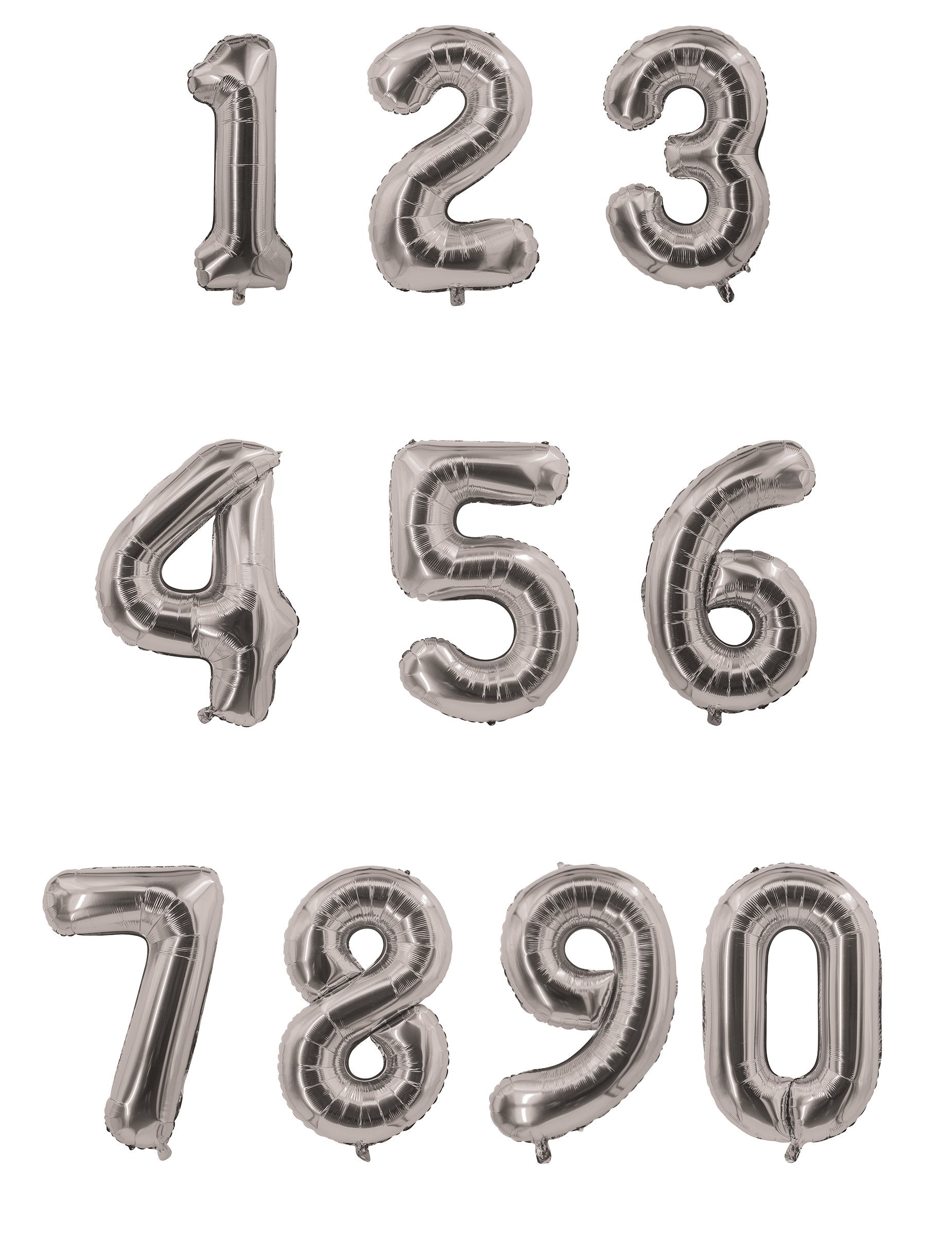 Prehľad dostupných čísel hliníkovej balónovej číslice na stranu