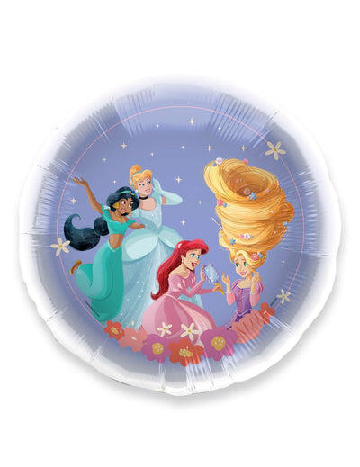 Hliníkový balón Disney princezná fialový s Jasmine, Popoluškou, Ariel a Rapunzel